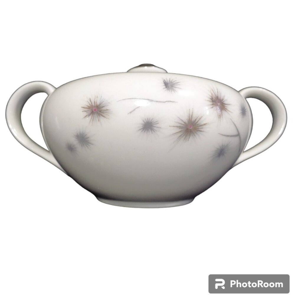 Sugar Bowl with Lid  Platinum StarBurst 1014 Creative Fine China Japan